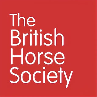 The British Horse Society logo with white text on a red background